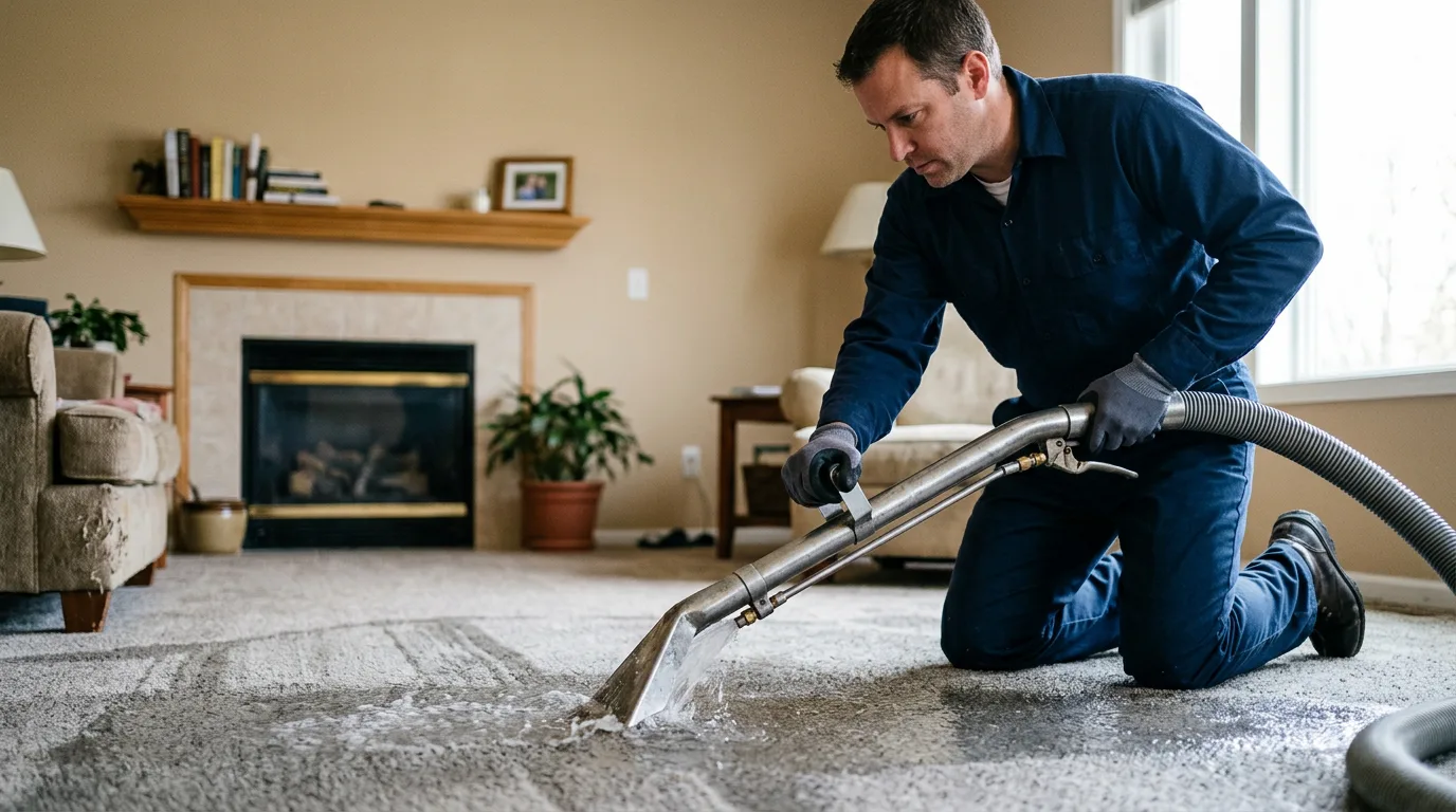 Water damage restoration technician working near Riverside, MI